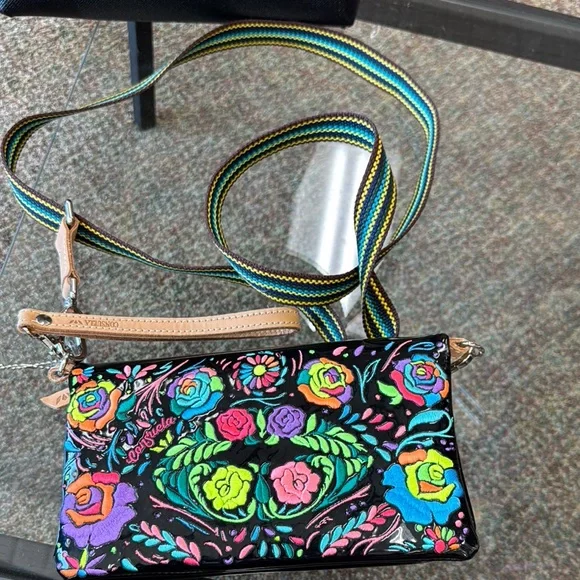 Consuela Black Crossbody Bag with Multicolor Strap The Rita - Picture 3 of 5